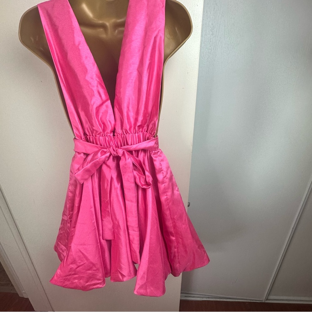 Mable X Anthropologie Pink Duri Bow Tied Bubble Hem Barbie Core Mini Dress NWT S - Picture 7 of 16